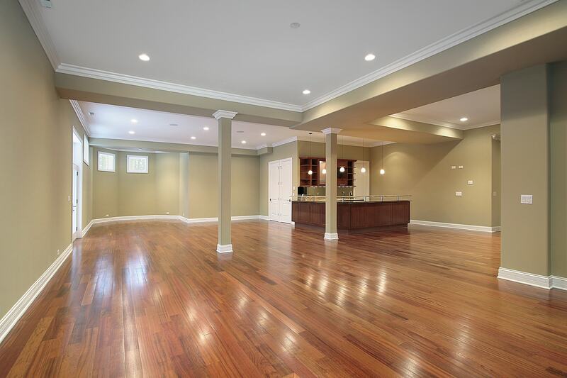 This is a photo of hardwood flooring in a basement suite.